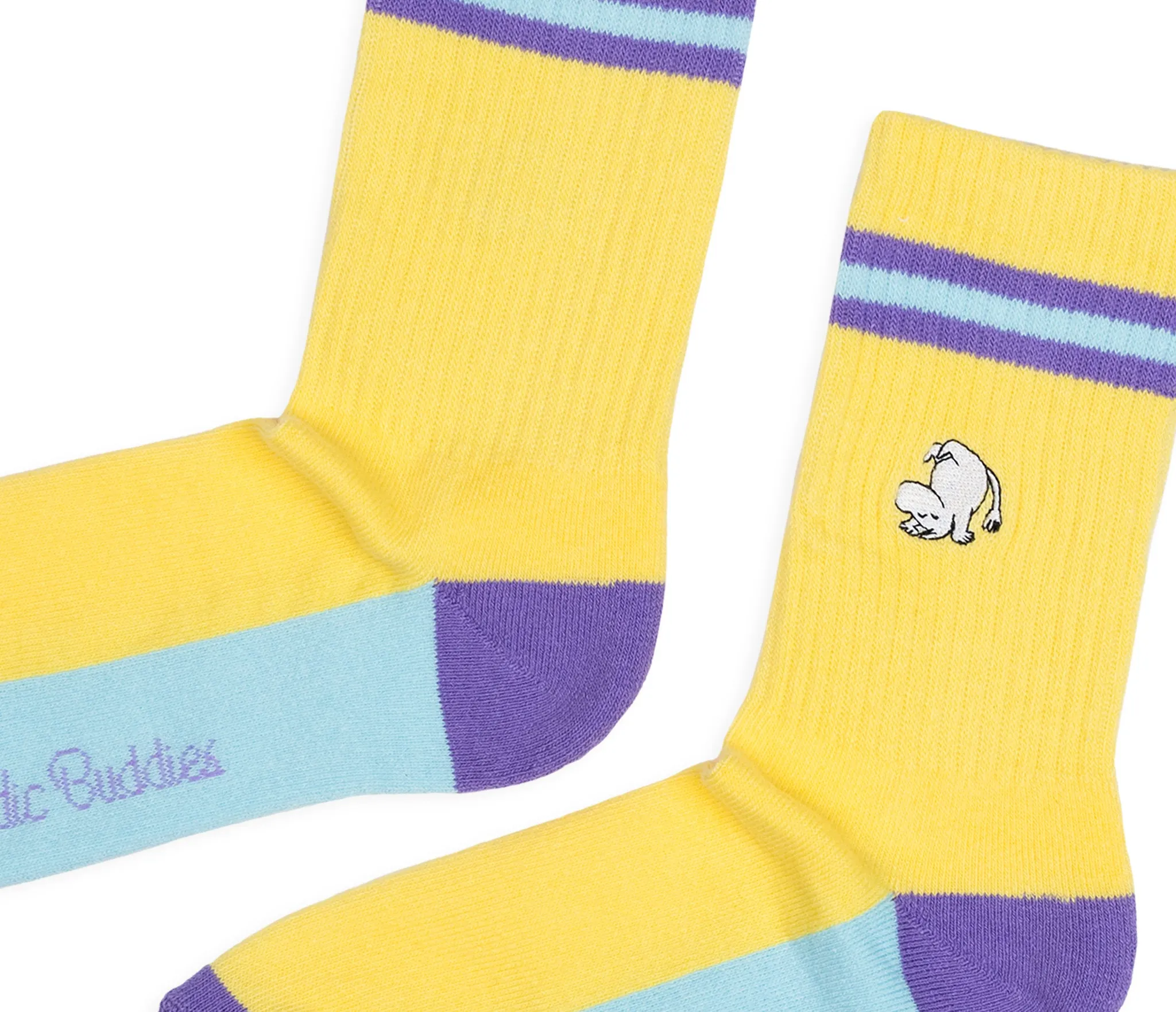 Moomintroll Retro Embroidery Socks Ladies - Yellow