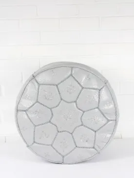 Moroccan Leather Tile Pouffe, Grey (Slight Seconds)