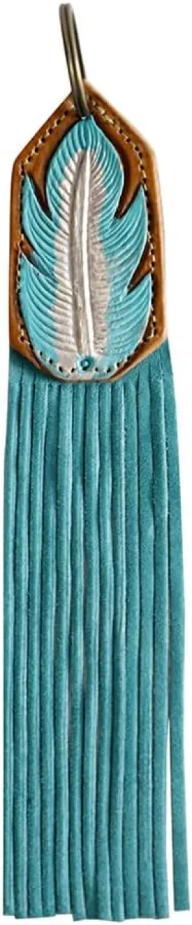 Myra Bag Wild Blue Leaf Leather Key Fob S-4077