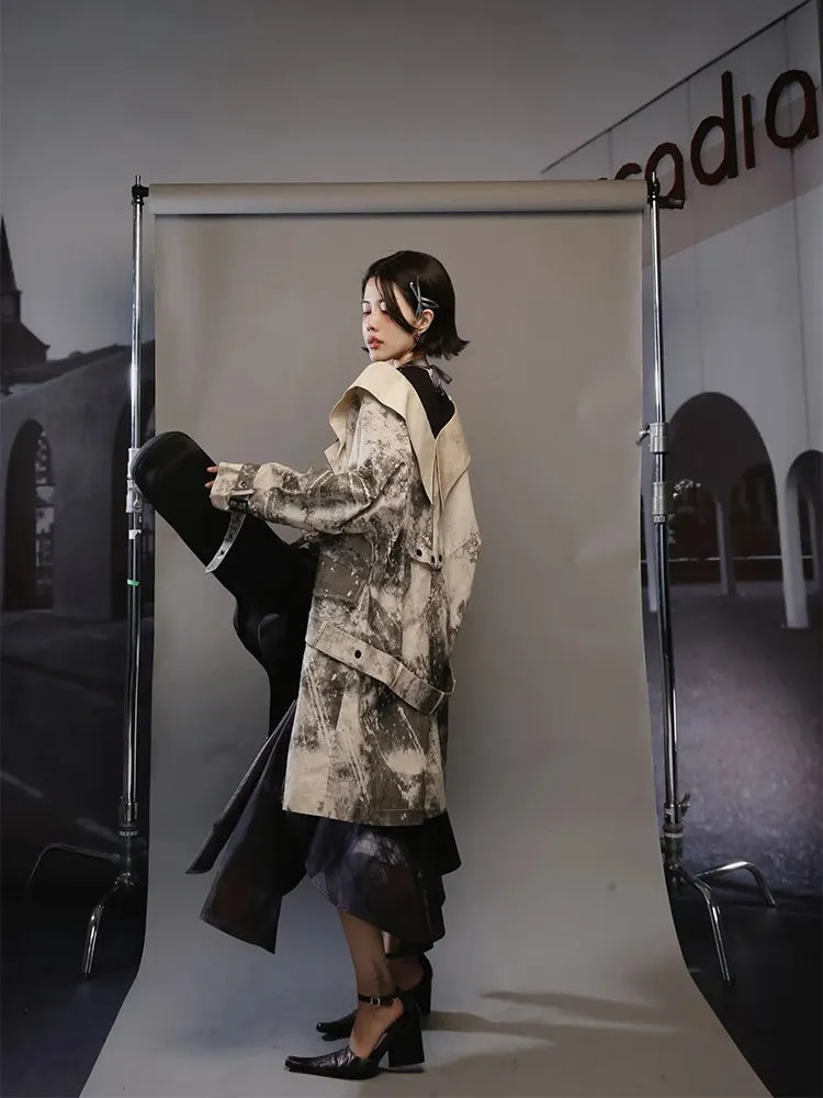 Nichi Leather Water-Color Chic Ink Long-Coat【s0000004016】