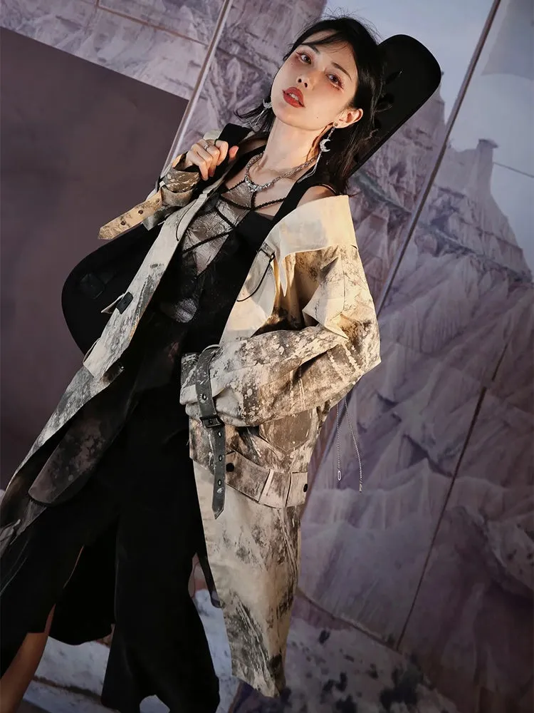 Nichi Leather Water-Color Chic Ink Long-Coat【s0000004016】