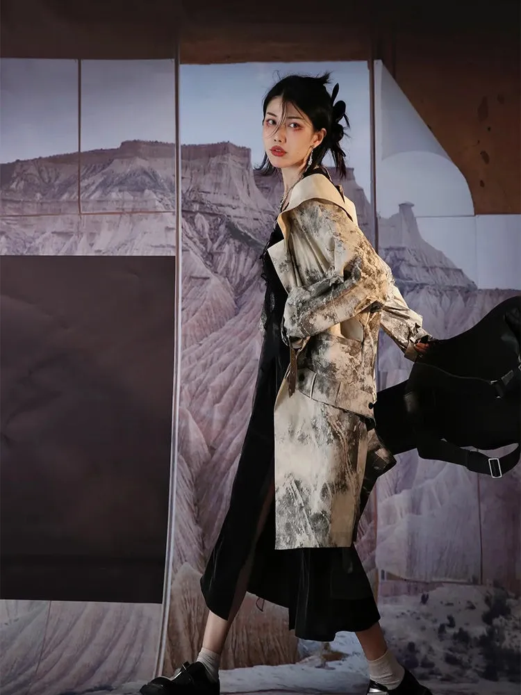 Nichi Leather Water-Color Chic Ink Long-Coat【s0000004016】