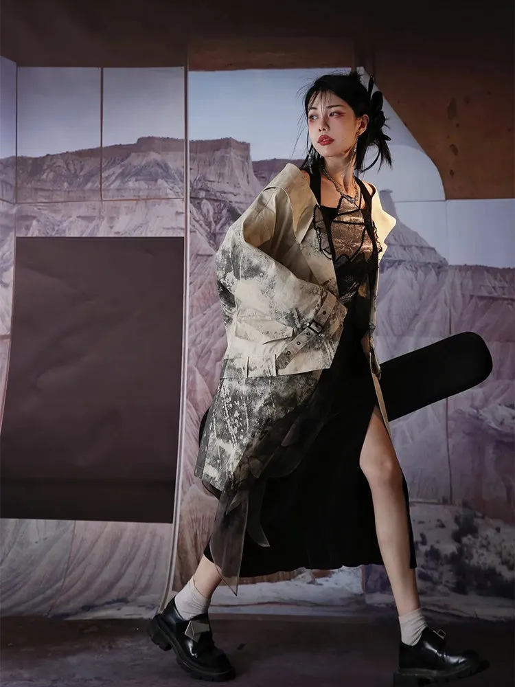 Nichi Leather Water-Color Chic Ink Long-Coat【s0000004016】