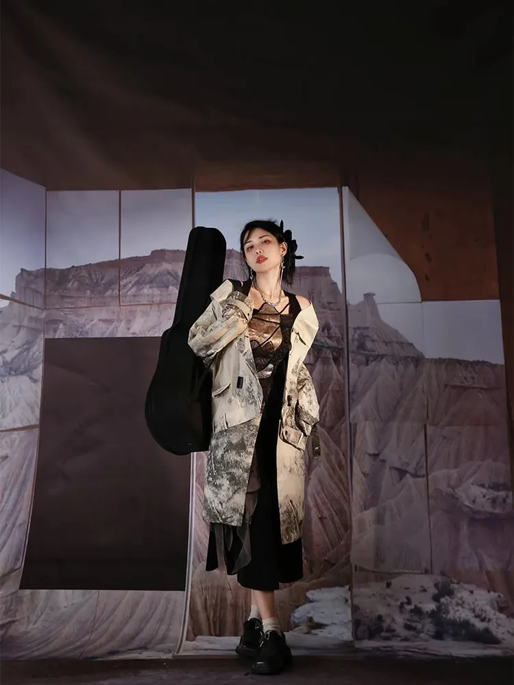 Nichi Leather Water-Color Chic Ink Long-Coat【s0000004016】
