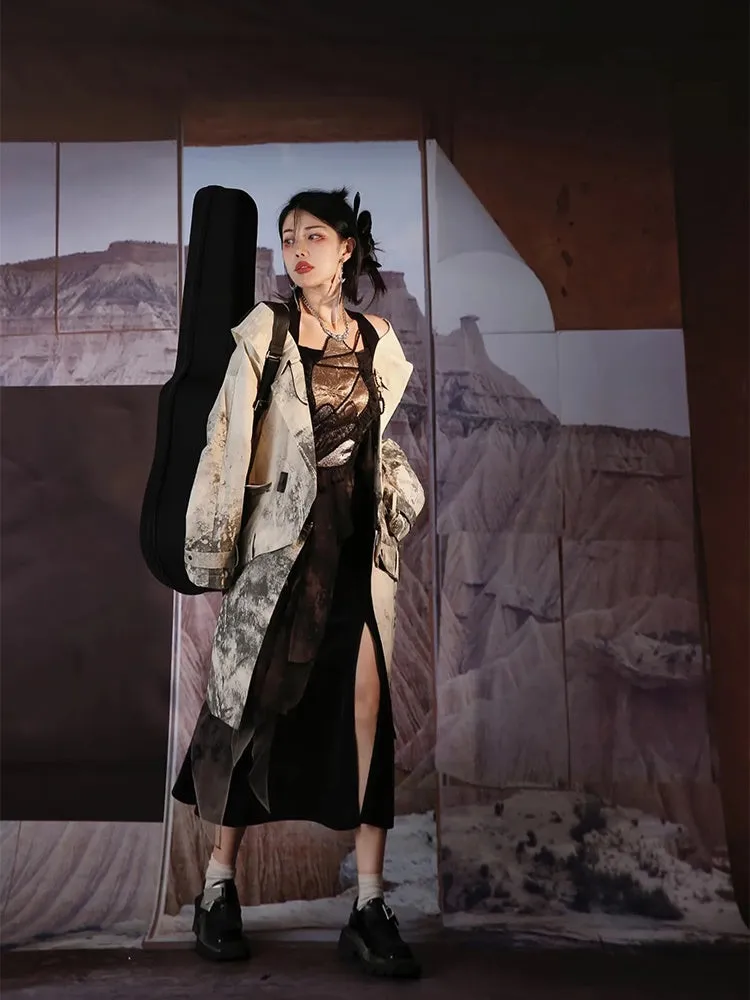 Nichi Leather Water-Color Chic Ink Long-Coat【s0000004016】