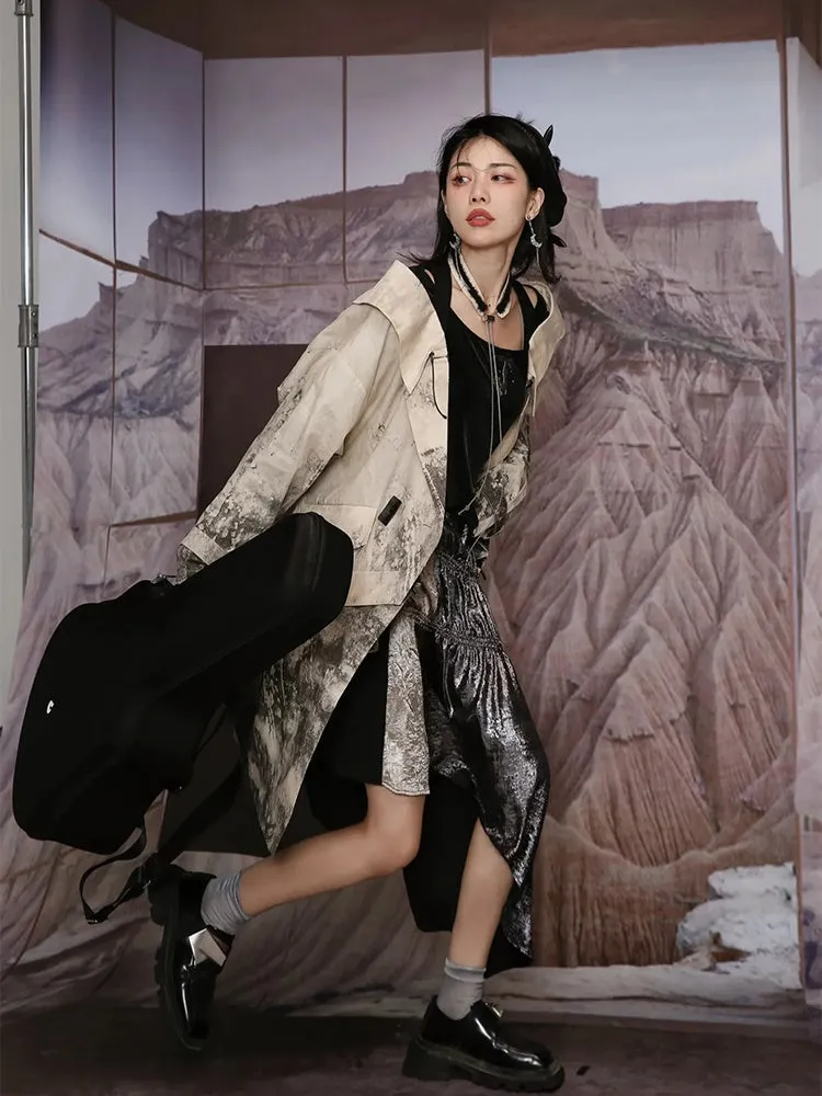 Nichi Leather Water-Color Chic Ink Long-Coat【s0000004016】
