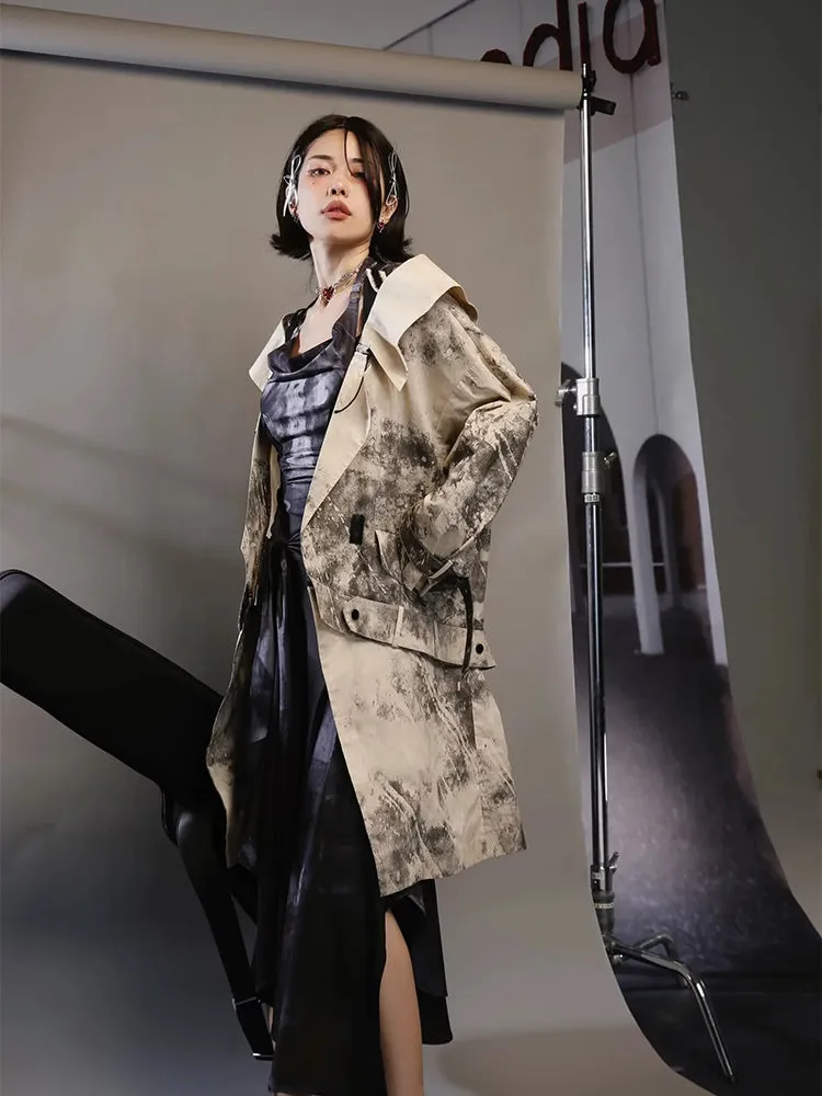 Nichi Leather Water-Color Chic Ink Long-Coat【s0000004016】