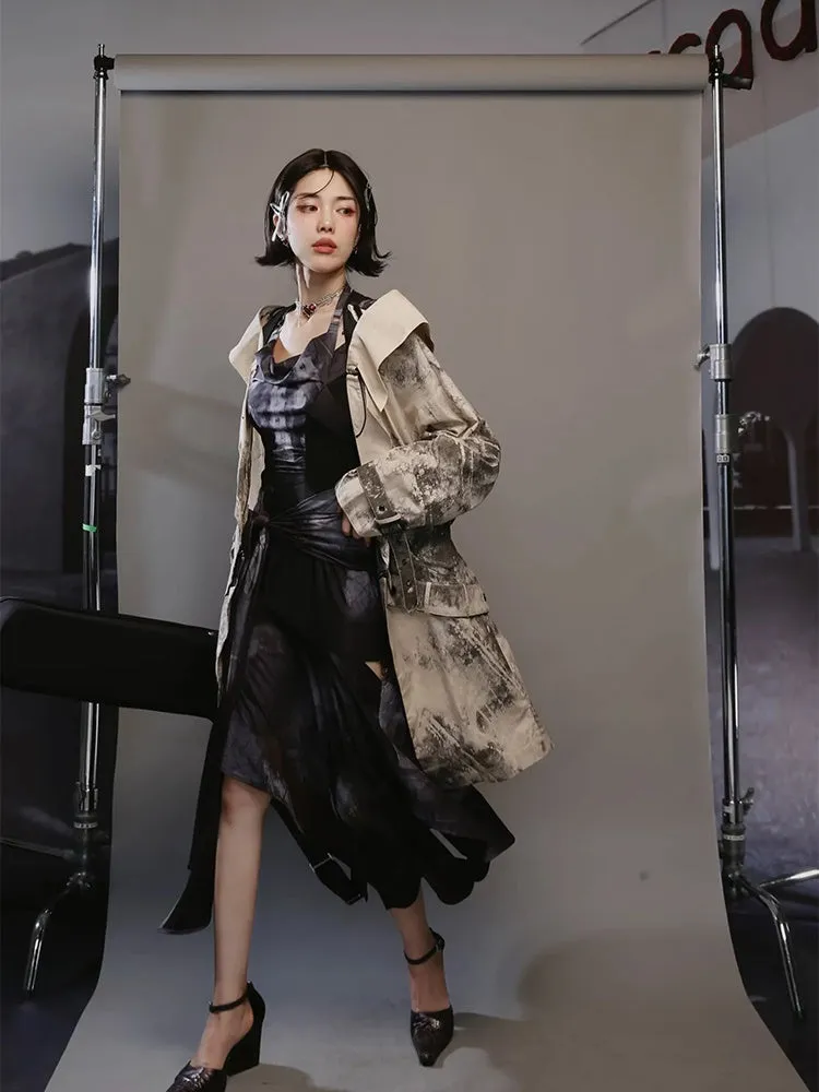 Nichi Leather Water-Color Chic Ink Long-Coat【s0000004016】