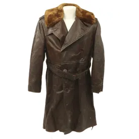 Original WWII U.S. Navy M-69F Leather Transport Pilot Aircraft Coat - Size 38