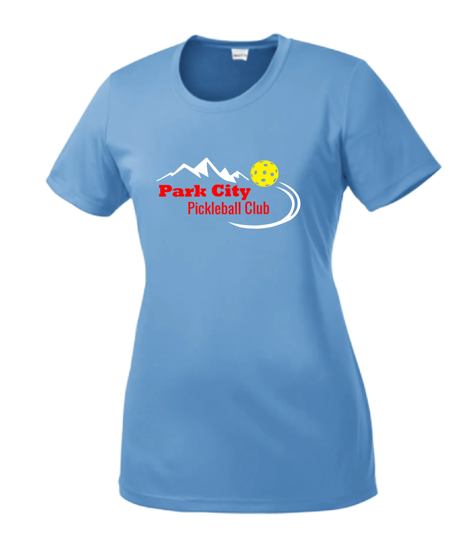Park City Pickleball Club (Red Words) Customizable | Women’s Short Sleeve Crewneck Athletic Shirts | 100% Polyester