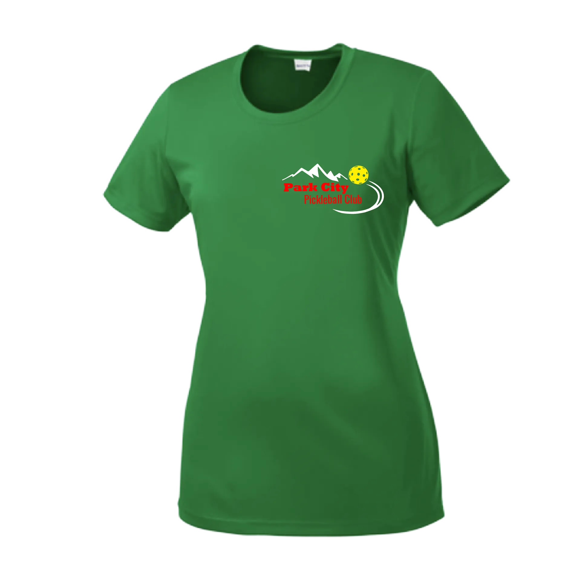 Park City Pickleball Club (Red Words) Customizable | Women’s Short Sleeve Crewneck Athletic Shirts | 100% Polyester