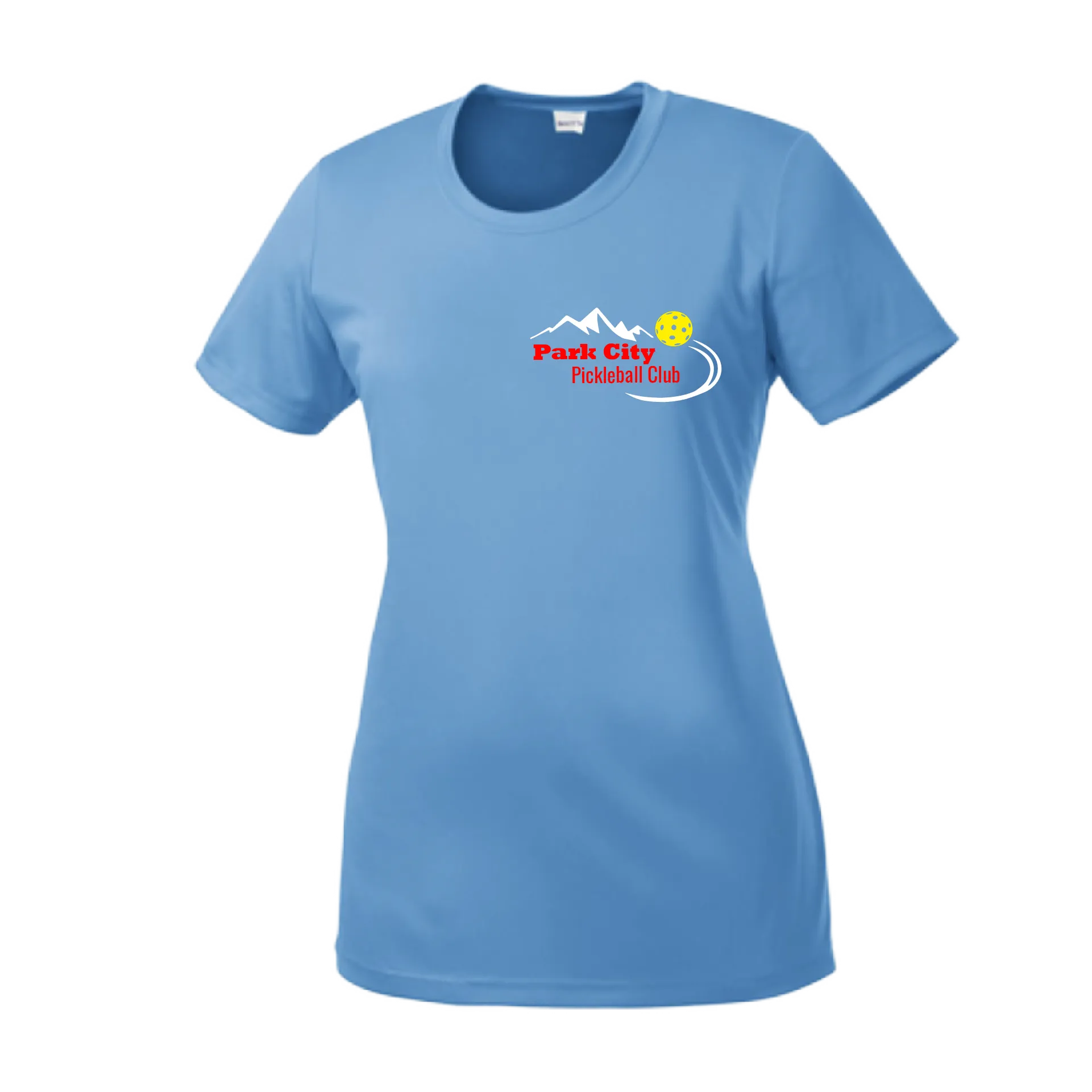 Park City Pickleball Club (Red Words) Customizable | Women’s Short Sleeve Crewneck Athletic Shirts | 100% Polyester
