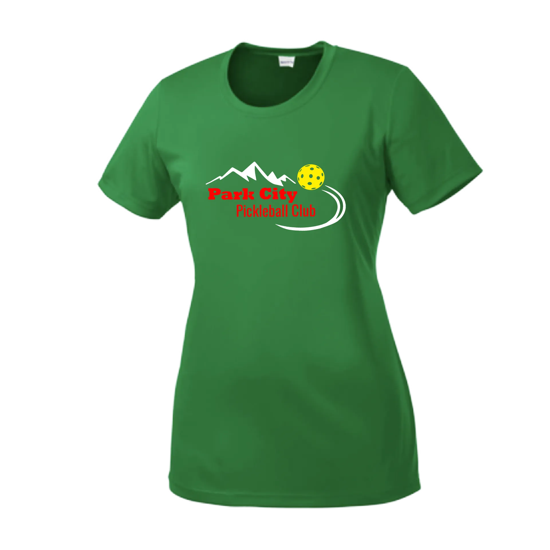 Park City Pickleball Club (Red Words) Customizable | Women’s Short Sleeve Crewneck Athletic Shirts | 100% Polyester