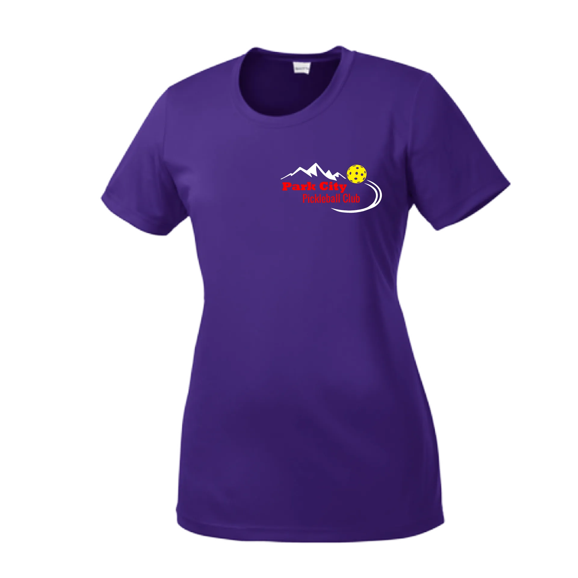 Park City Pickleball Club (Red Words) Customizable | Women’s Short Sleeve Crewneck Athletic Shirts | 100% Polyester
