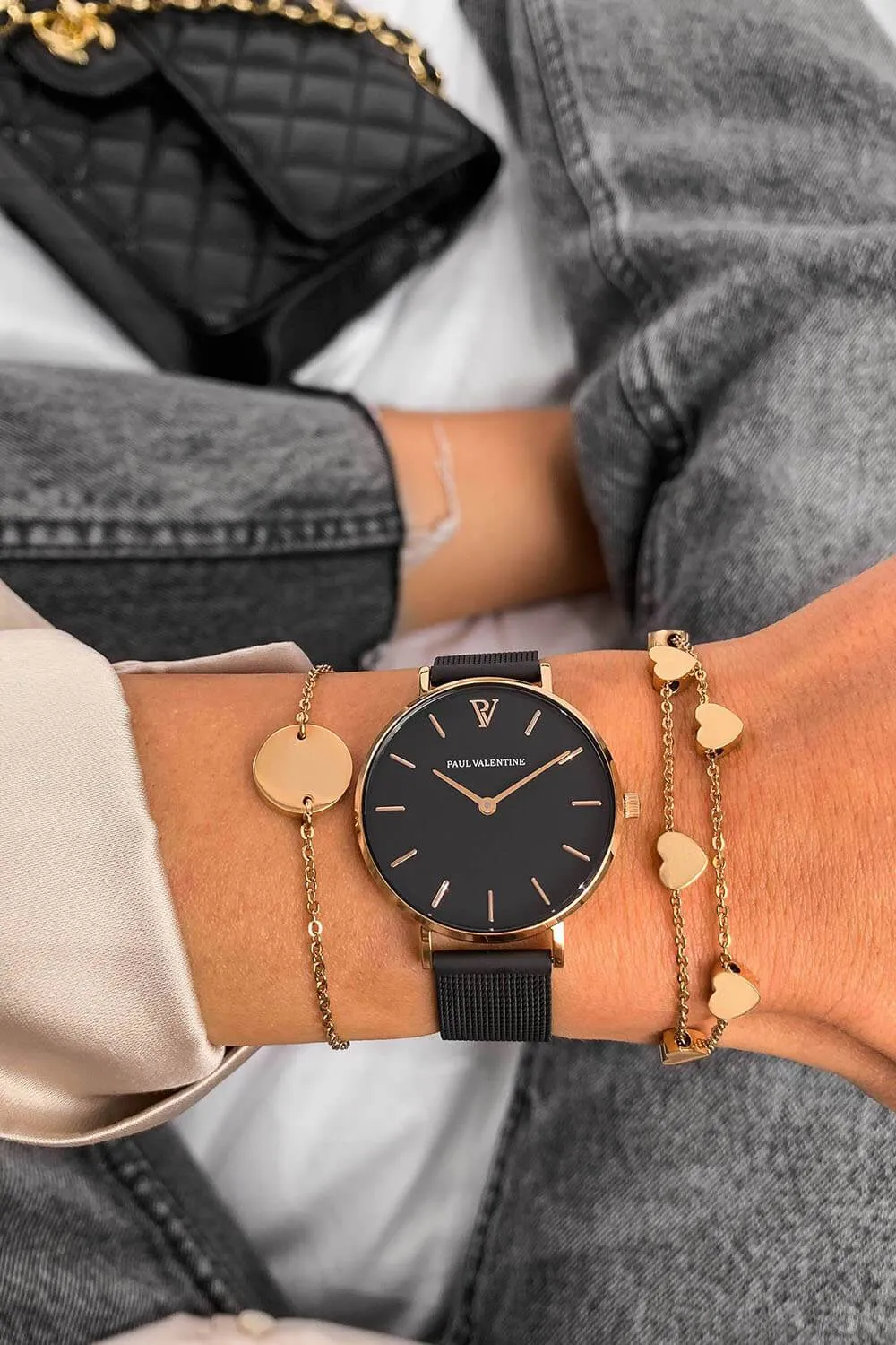 Pearl Rose Gold Black
