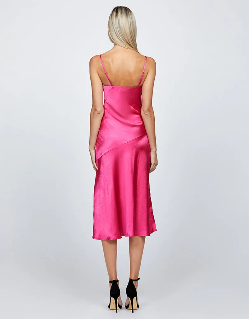 PEITA SATIN COWL NECK MIDI BL67D38S