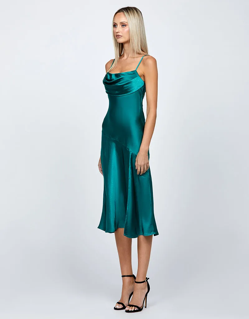 PEITA SATIN COWL NECK MIDI BL67D38S