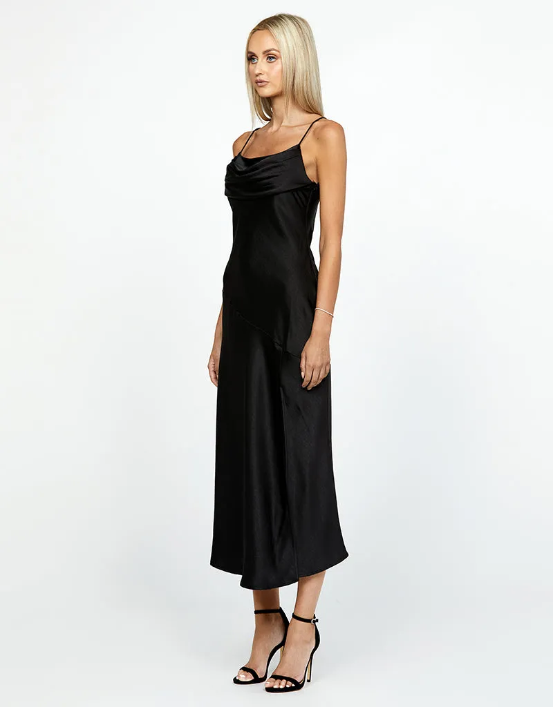 PEITA SATIN COWL NECK MIDI BL67D38S