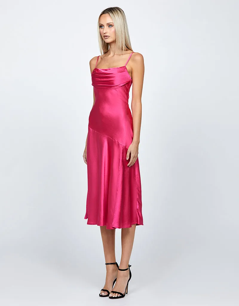 PEITA SATIN COWL NECK MIDI BL67D38S