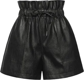 QIANXIZHAN Women's Leather Shorts, Faux High Waisted Wide Leg Sexy Shorts SP