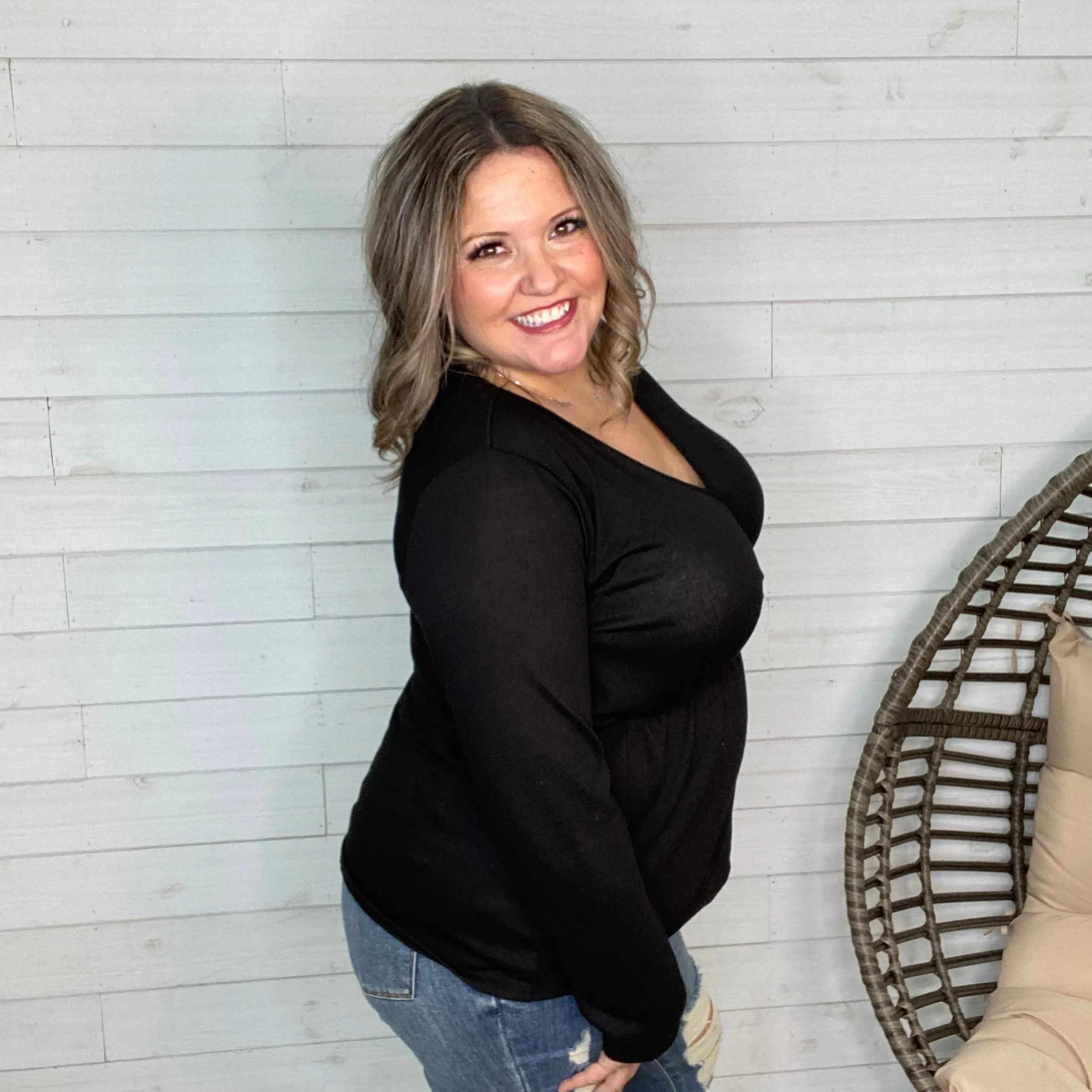 "Freya" Faux Wrap Long Sleeve