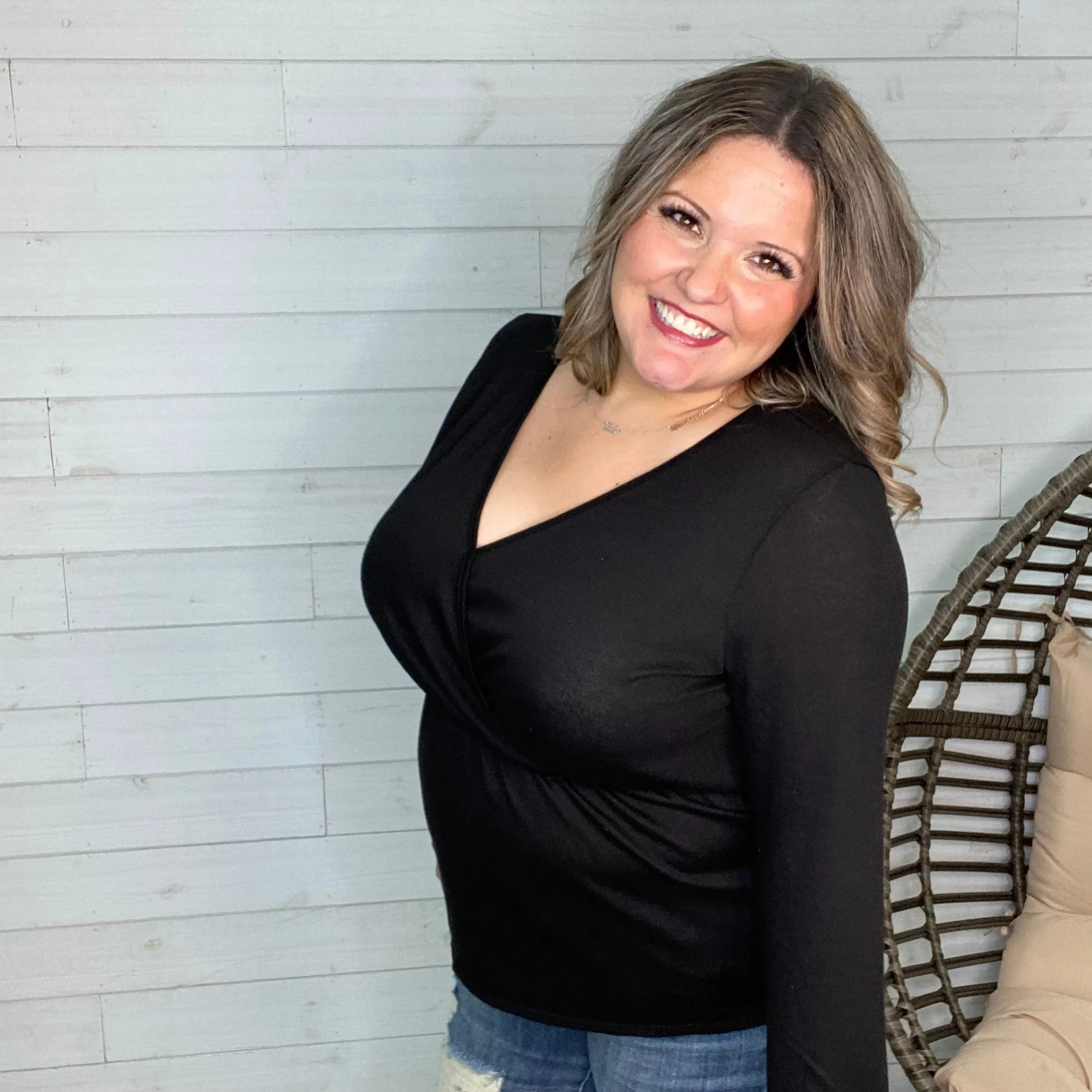"Freya" Faux Wrap Long Sleeve