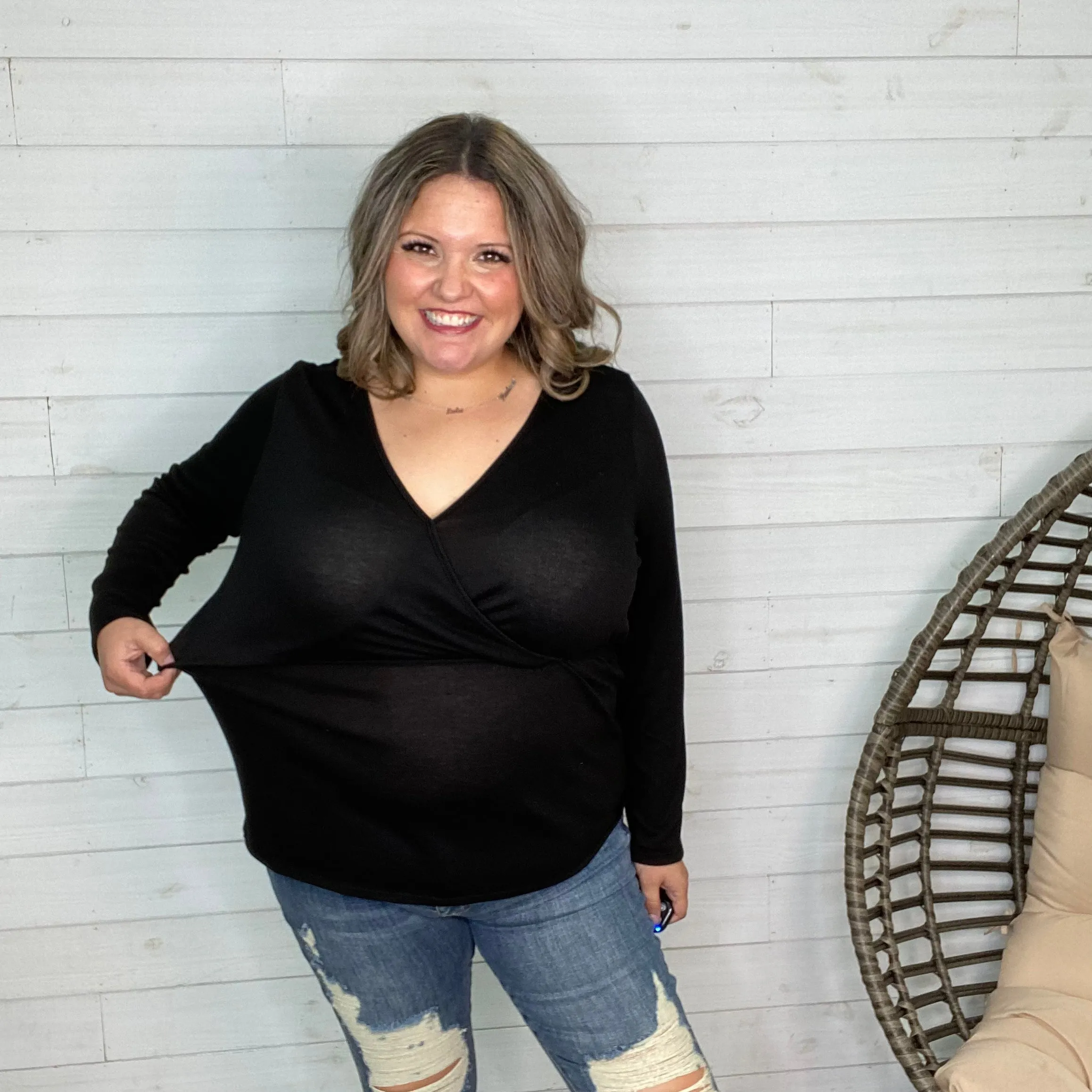 "Freya" Faux Wrap Long Sleeve