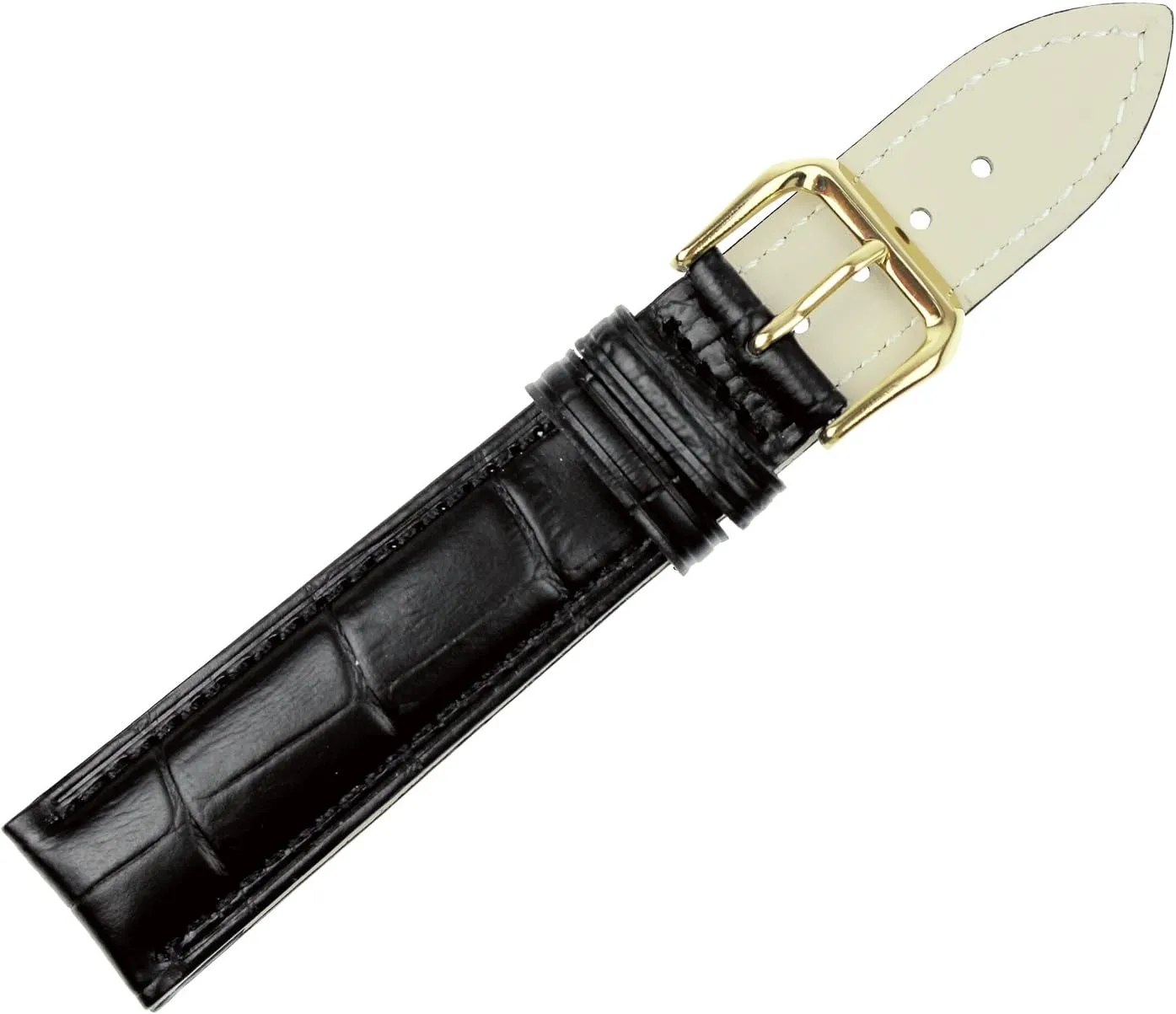 RECHERE Leather Watch Band Strap Gold Pin Buckle Black Brown Blue Red White
