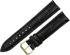 RECHERE Leather Watch Band Strap Gold Pin Buckle Black Brown Blue Red White
