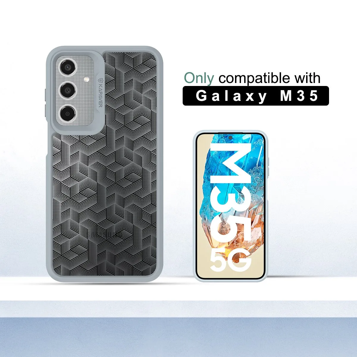 Samsung Galaxy M35 Back Cover Case |Stripe Cube-Gray