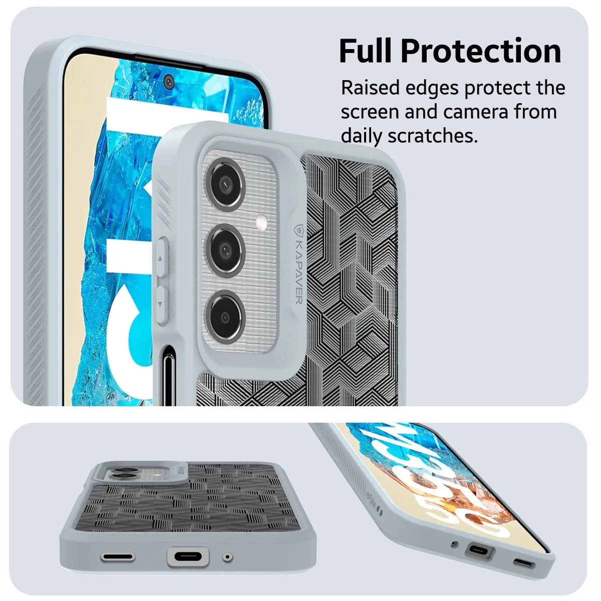 Samsung Galaxy M35 Back Cover Case |Stripe Cube-Gray