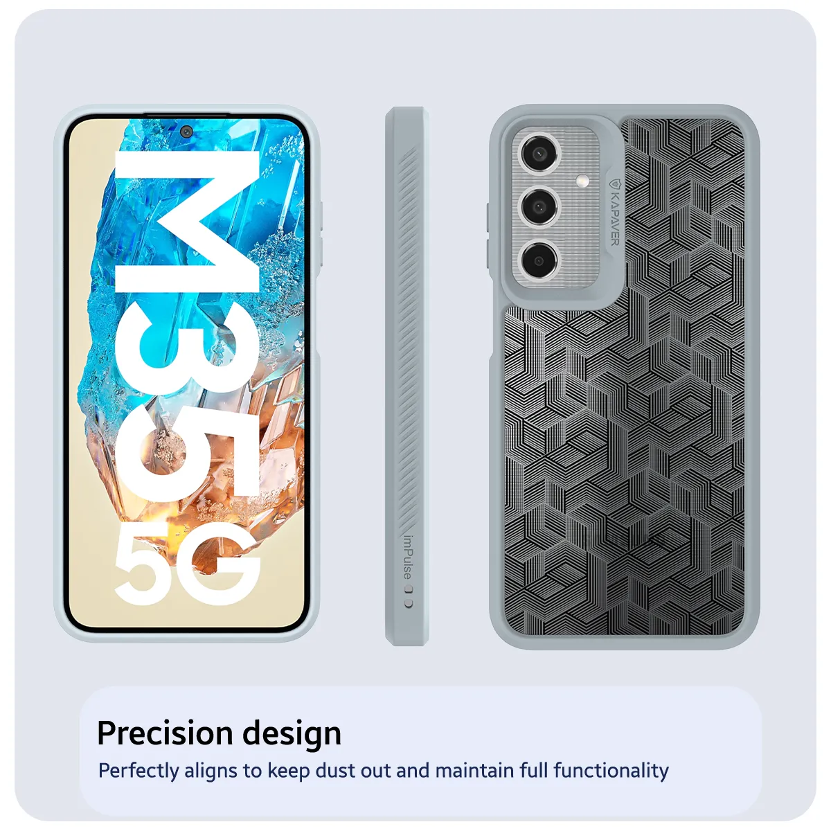 Samsung Galaxy M35 Back Cover Case |Stripe Cube-Gray