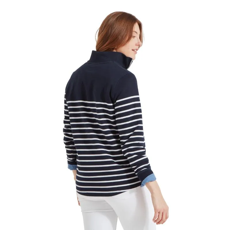 Schoffel Hope Cove 1/4 Zip Ladies Sweatshirt - Navy Stripe
