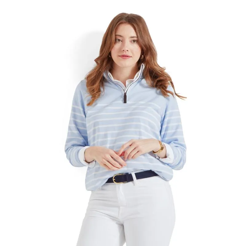 Schoffel Hope Cove 1/4 Zip Ladies Sweatshirt - Pale Blue Stripe