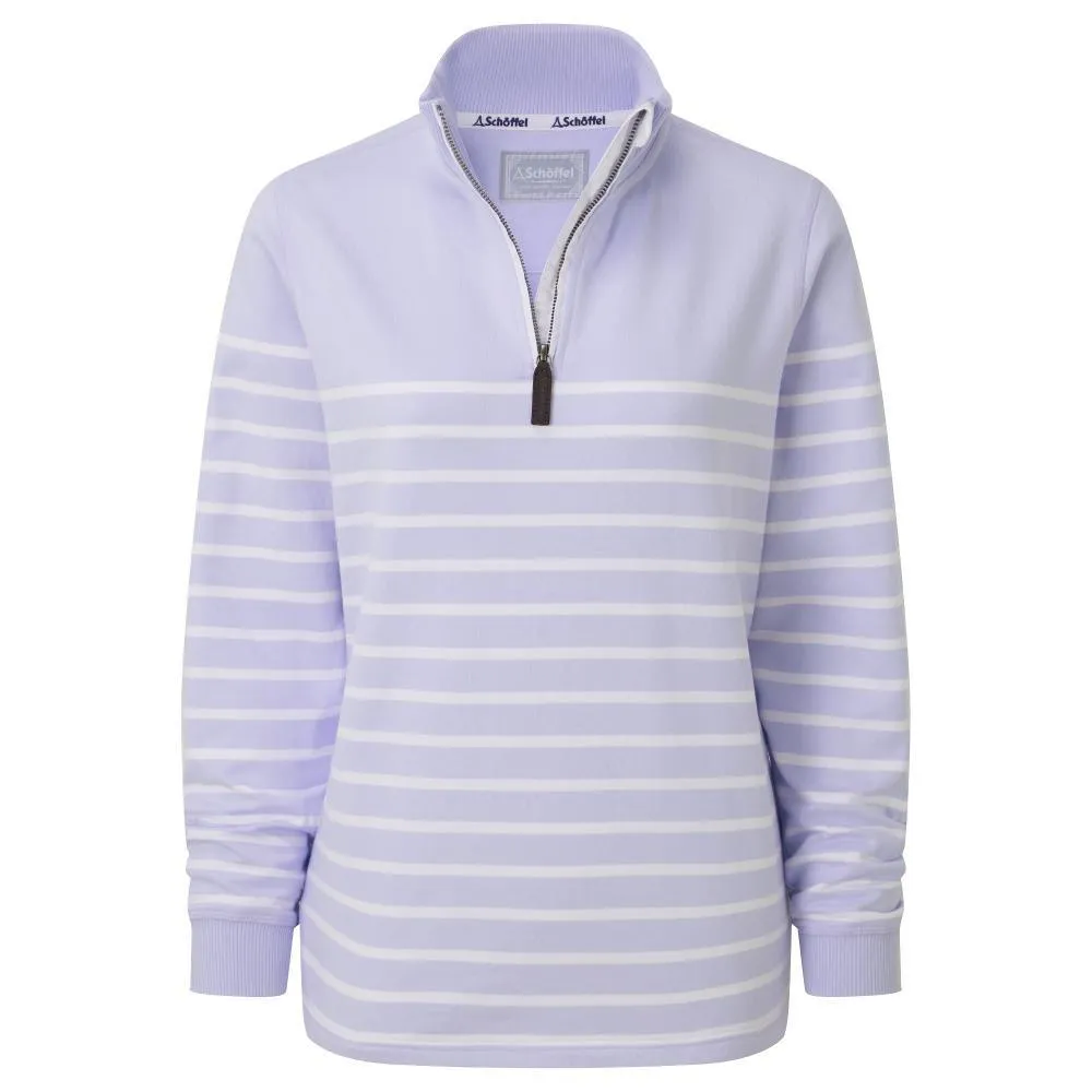 Schoffel Hope Cove 1/4 Zip Ladies Sweatshirt - Pale Blue Stripe