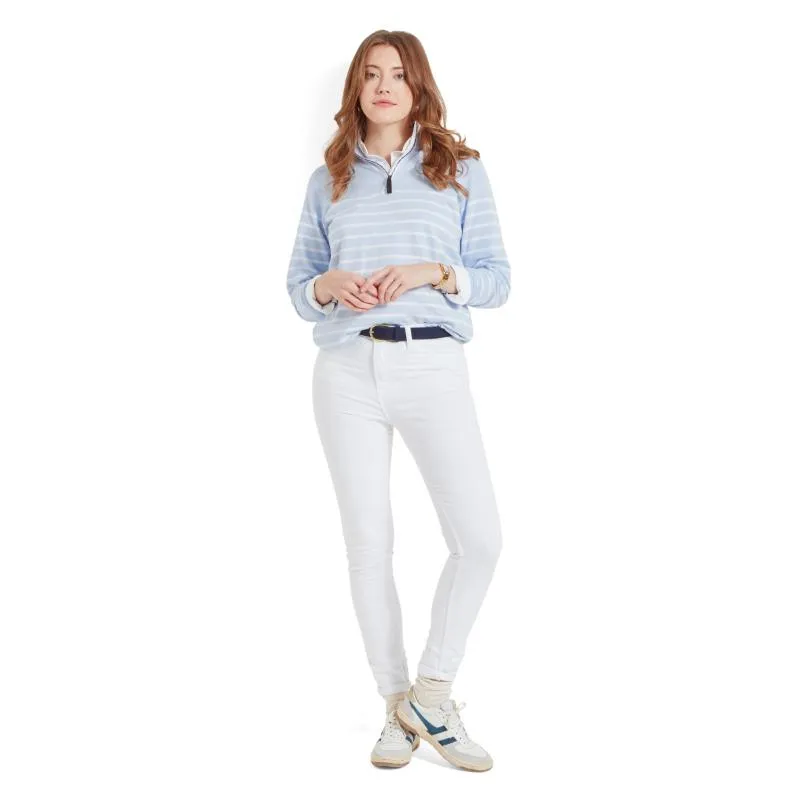 Schoffel Hope Cove 1/4 Zip Ladies Sweatshirt - Pale Blue Stripe