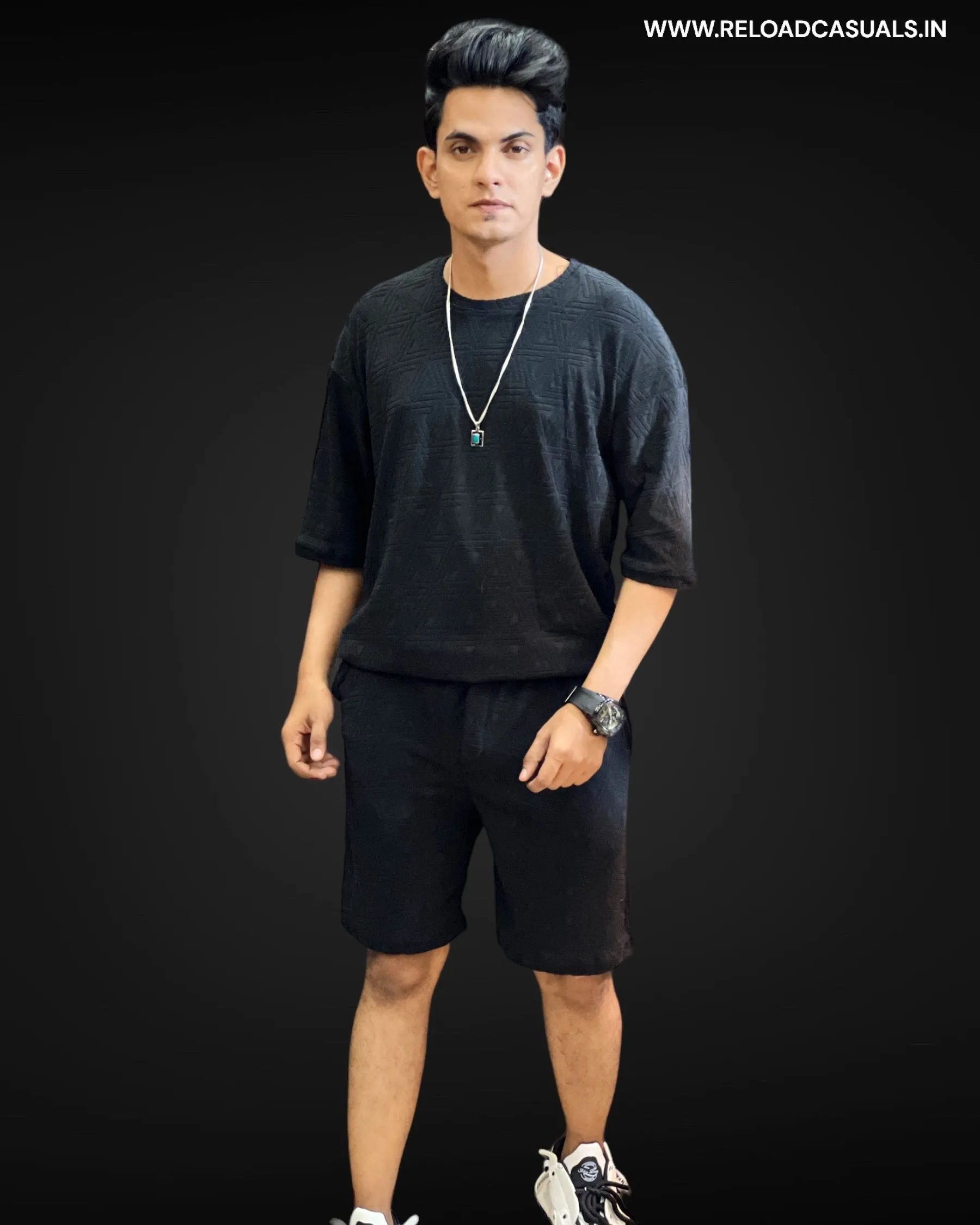 Self Design Soft Fabric Shorts Set - Combo