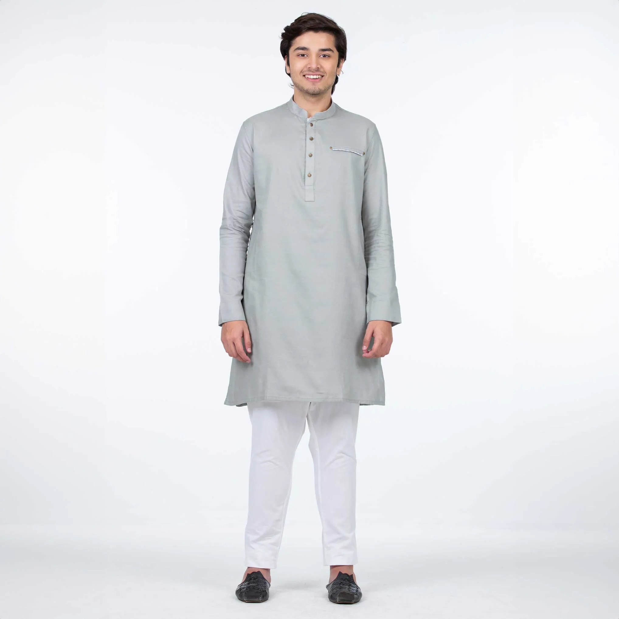 Short Length Panjabi | Ash Grey