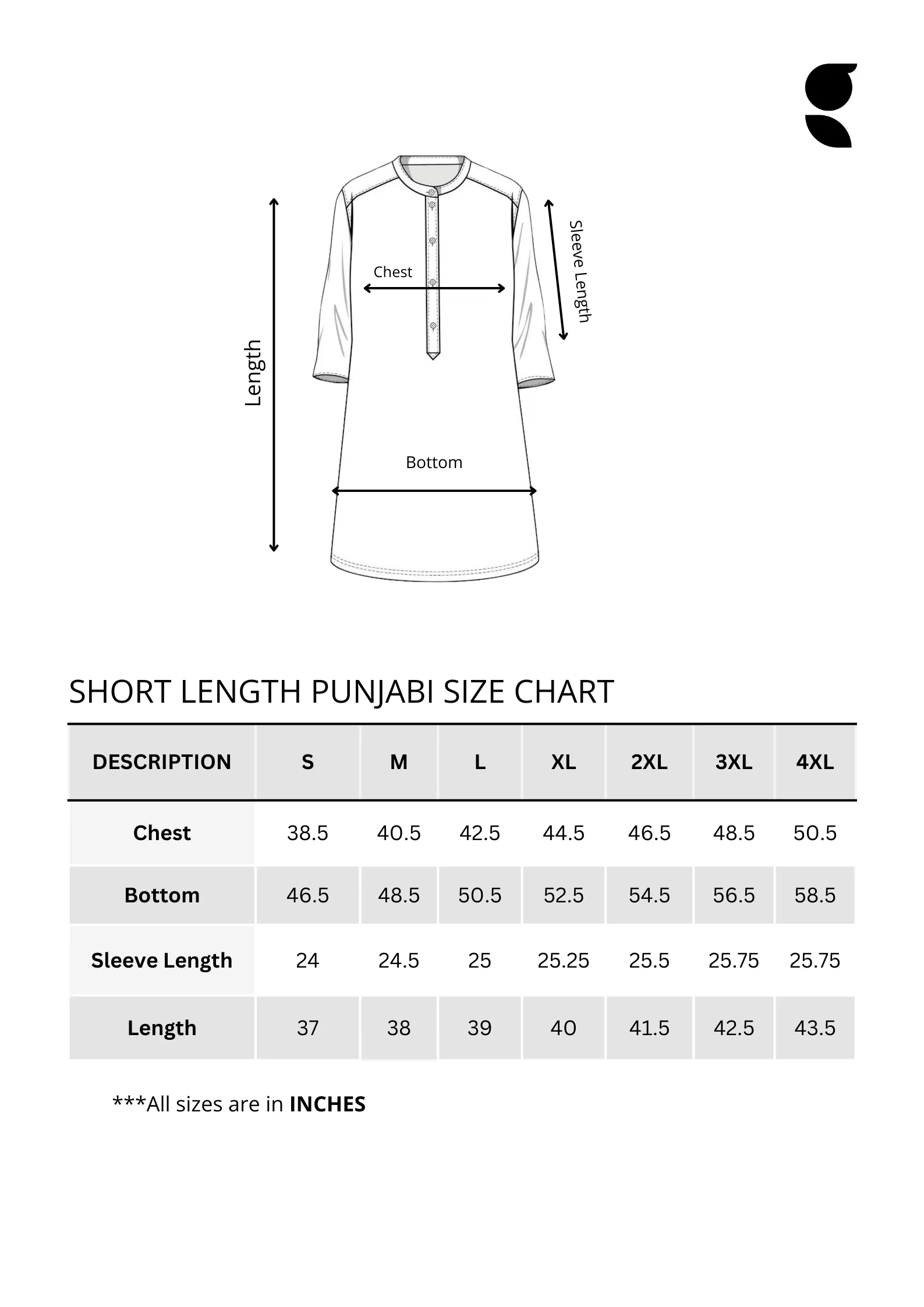 Short Length Panjabi | Ash Grey
