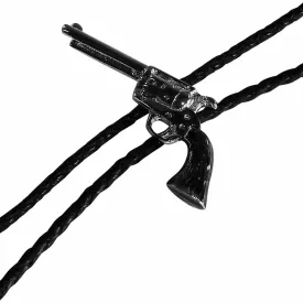 Silver Six-Shooter Pistol Western Bolo Tie