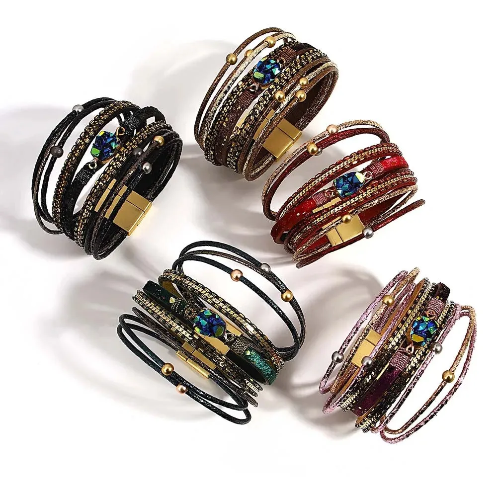 'Sky' Marble Charm Cuff Bracelet - red