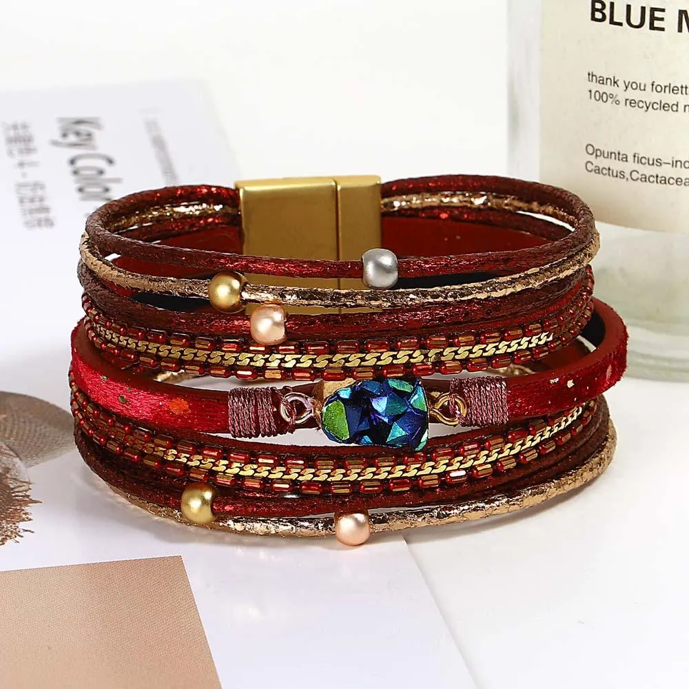 'Sky' Marble Charm Cuff Bracelet - red