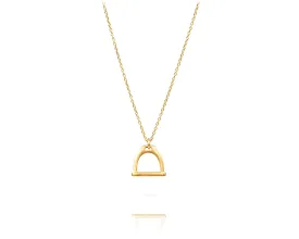 Small Stirrup Bit Charm Necklace | Gold