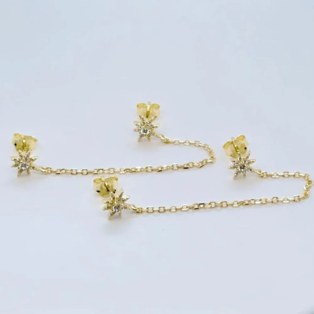 Star Connecting Chain Earrings