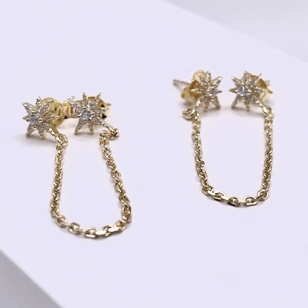 Star Connecting Chain Earrings