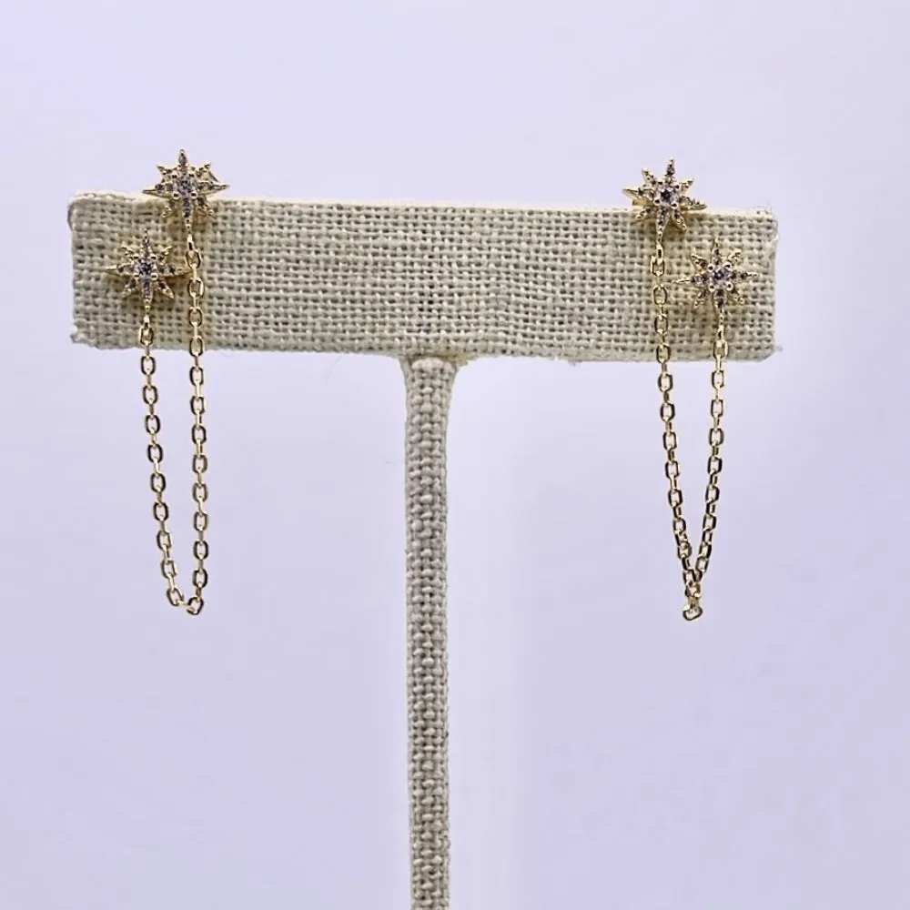 Star Connecting Chain Earrings