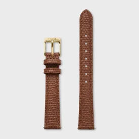 Strap 14 mm Leather Nutshell Lizard, Gold Colour