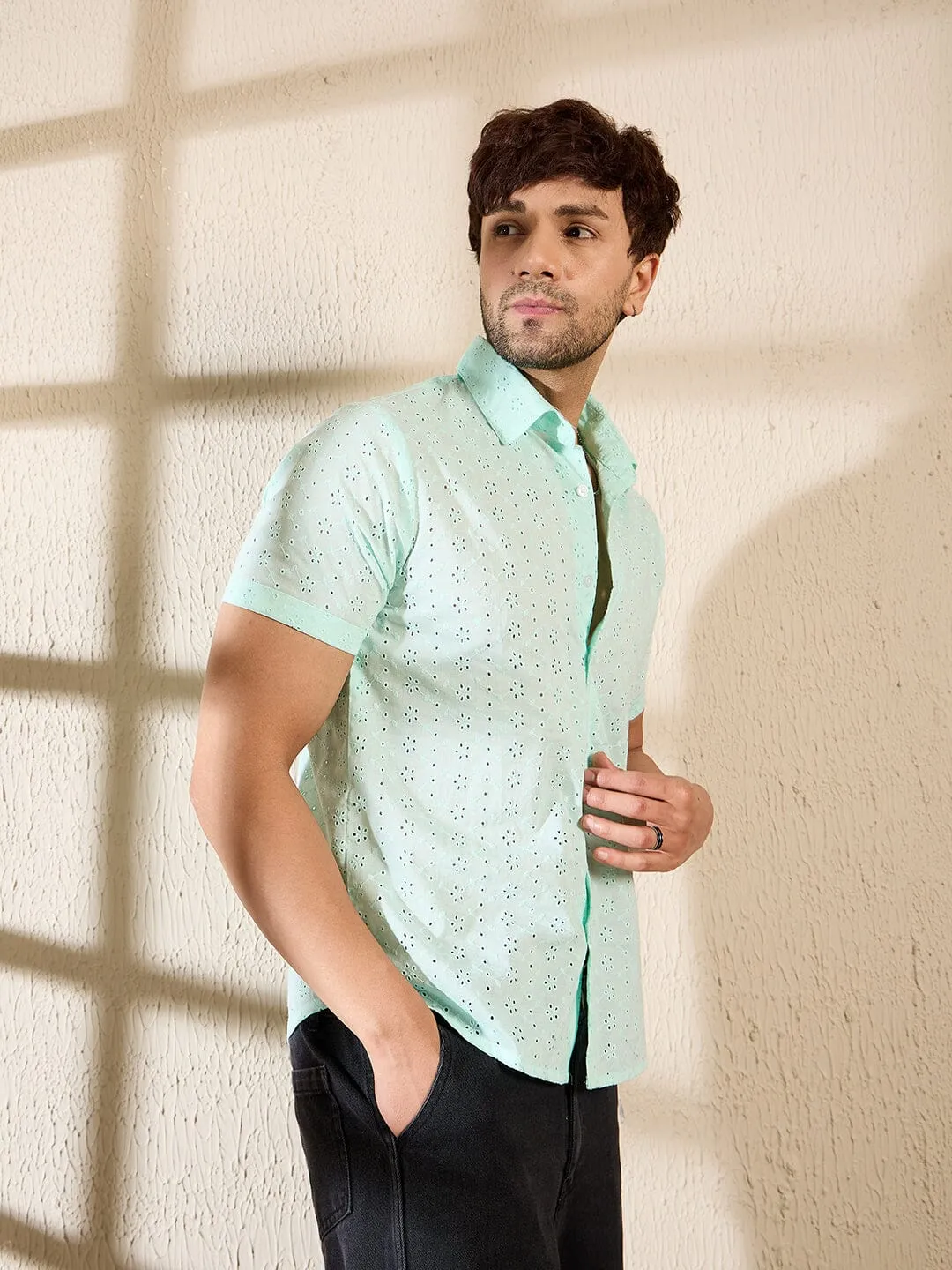 Teal Schiffli Shirt