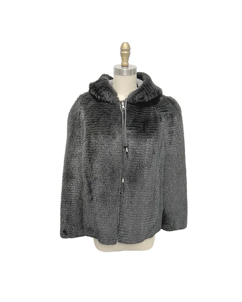 The Kiana Stripped Mink Fur Hooded Jacket