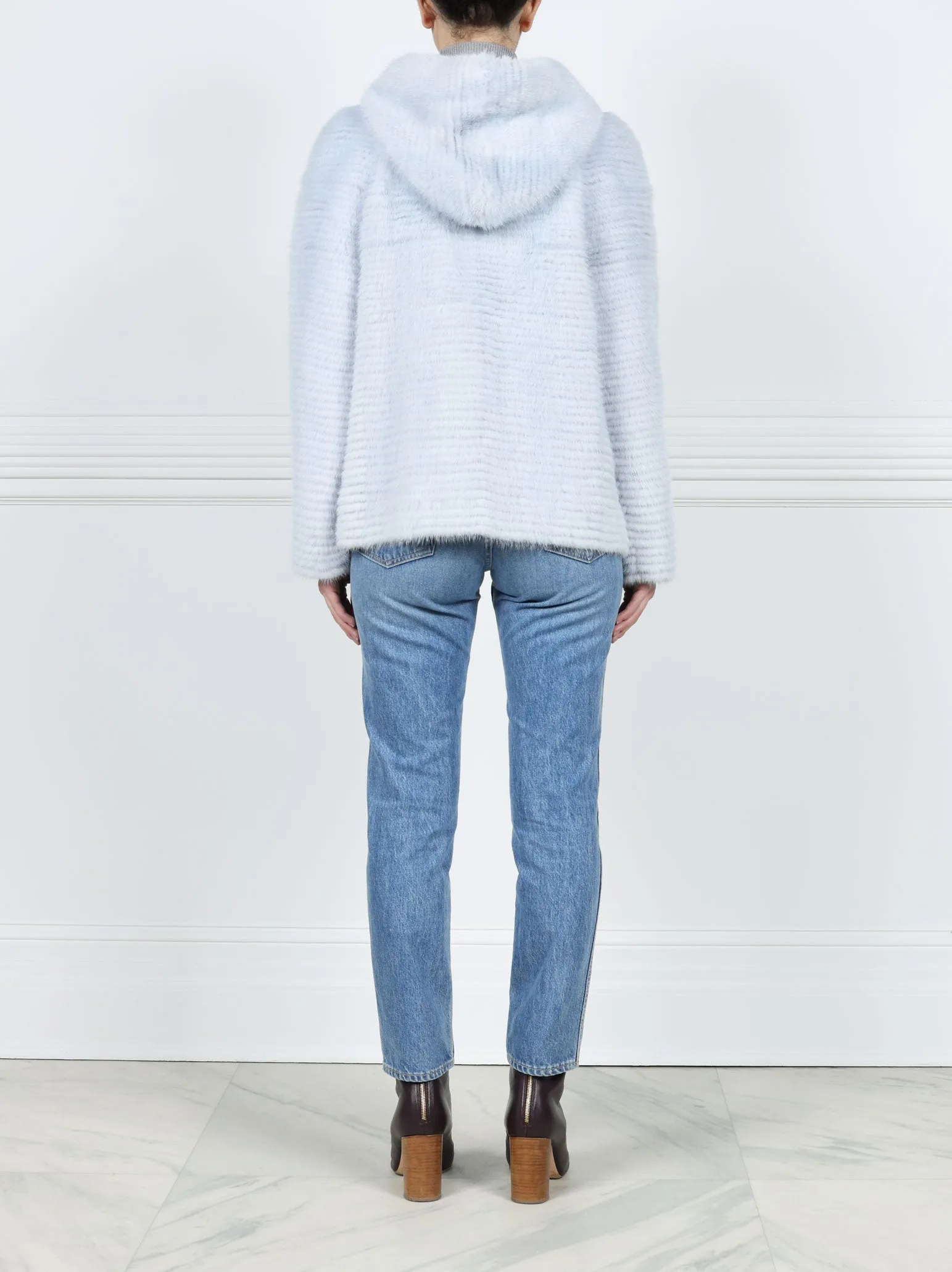 The Kiana Stripped Mink Fur Hooded Jacket